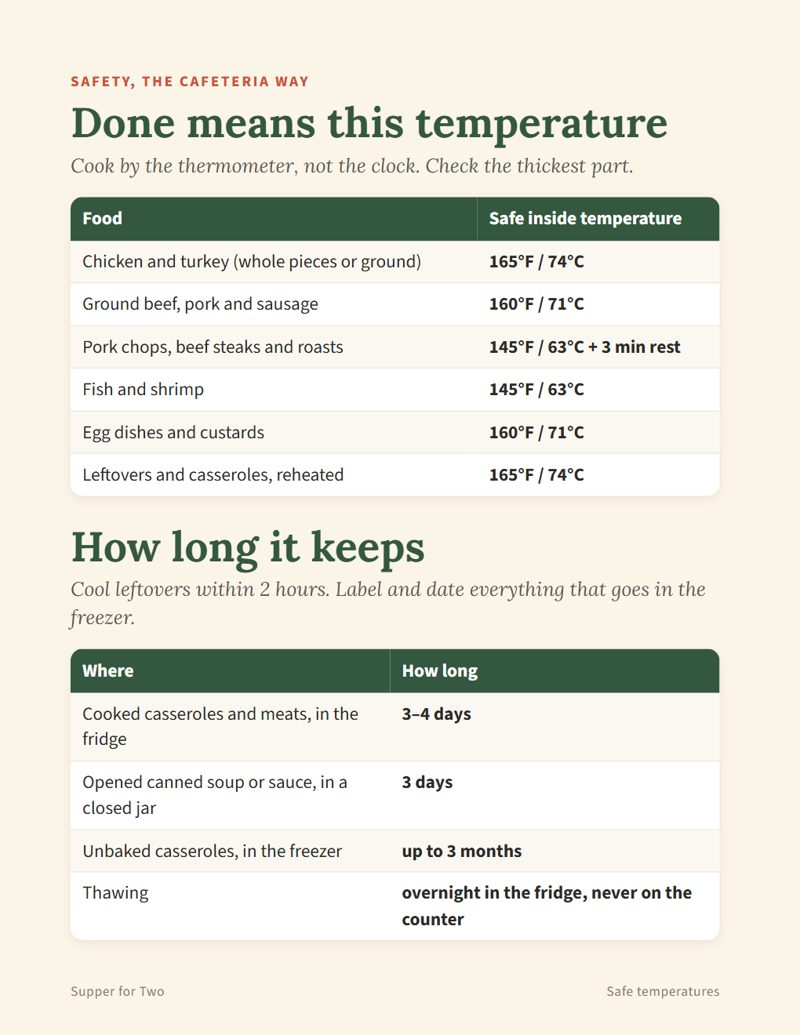 Safe temperatures chart